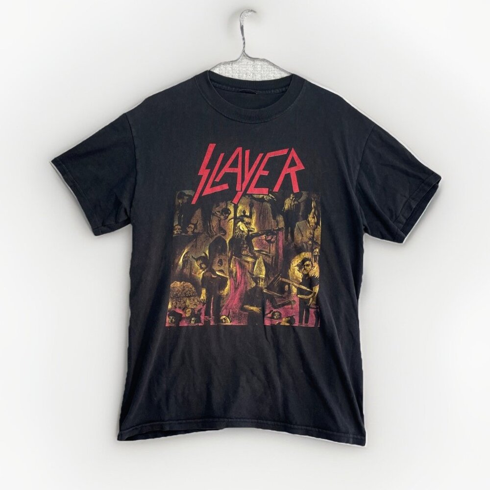 Vintage Unisex Slayer Reign In Blood Black T Shirt Heavy Metal 2005 Read